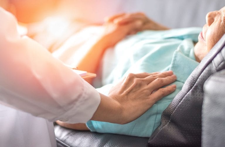 Comforting touch on patient